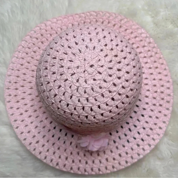 Pink Straw  Hat Girls Flower Size 5T - Picture 6 of 16